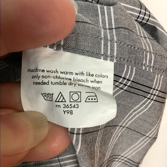 Calvin Klein L Large 16 1/2 Button Front Shirt Plaid Long Sleeve 34 35 Gray NWOT - Picture 8 of 9